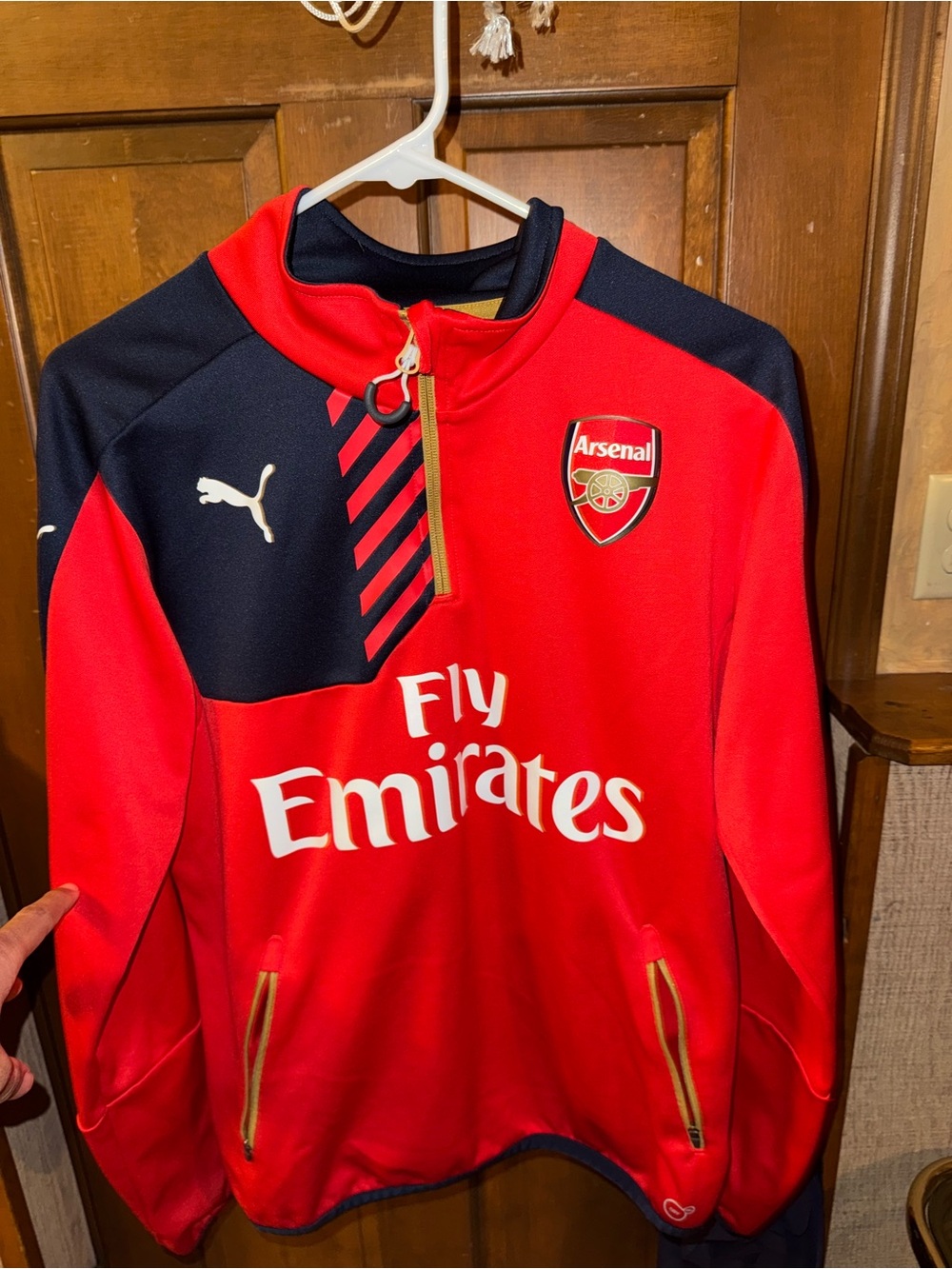 Puma Red and Navy Arsenal Half-Zip Training Sweater
